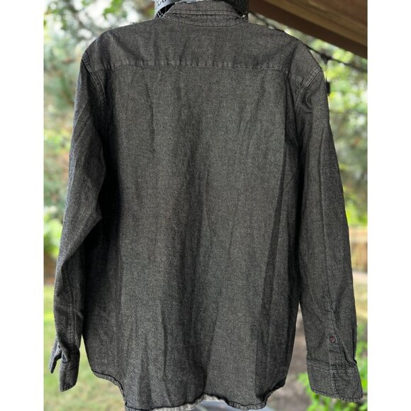 Wrangler Jean Shirt Mens XL Flex for Comford Stretch Black Workwear Rodeo Cowboy - Picture 3 of 13
